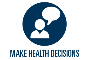 person with dialogue bubble make health decisions