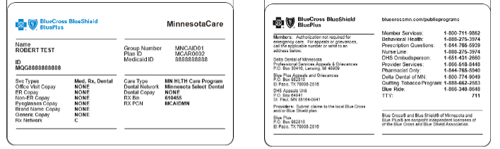 MinnesotaCare Sample ID Card