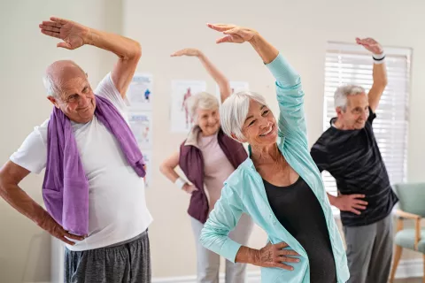 A group of seniors exercising.