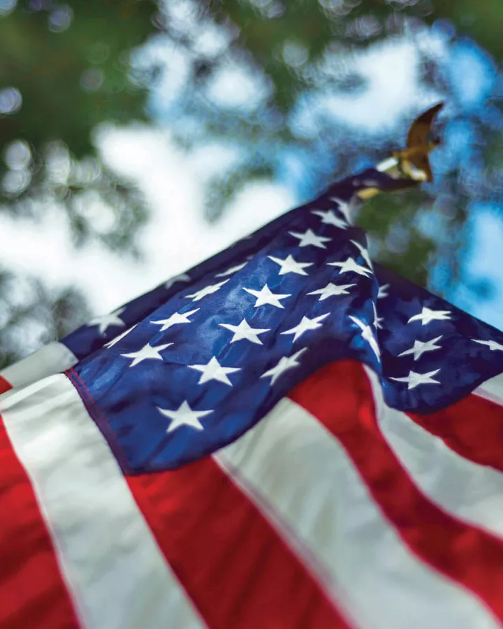 An American flag outdoors.